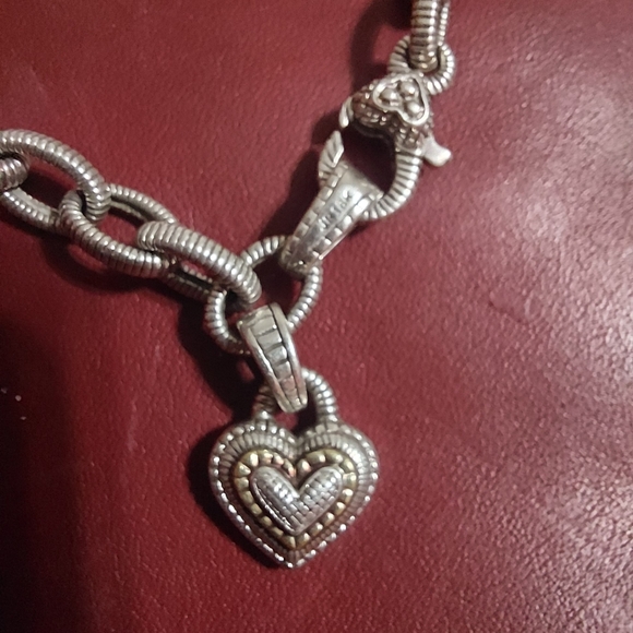 Judith Ripka 18k 925 Syerling Silver Bracelet with Heart Charm - Picture 4 of 7